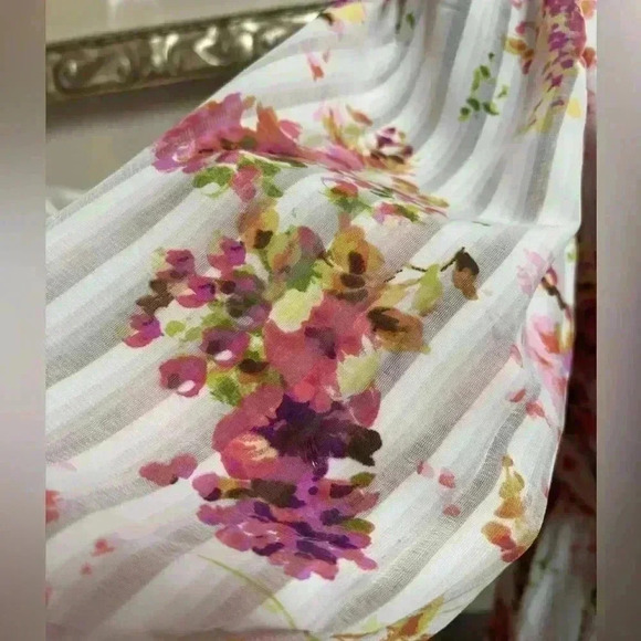 MAISON TARA PINK FLORAL RUFFLE SUMMER MIDI TIE SASH HI LOW DRESS SIZE SMALL🩷 - Picture 4 of 10